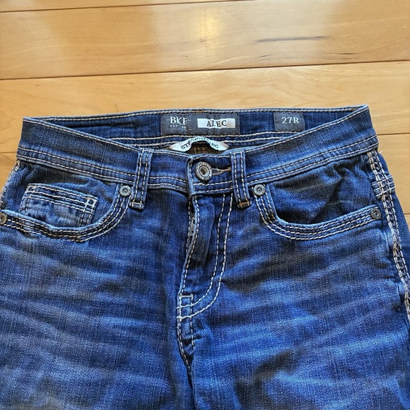 BKE Alec Jeans Mens 27x30 27R Blue Straight Leg Regular Fit Dark Wash Stretch - Picture 2 of 4